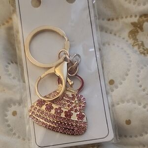 Elegant Pink and Gold Keychain